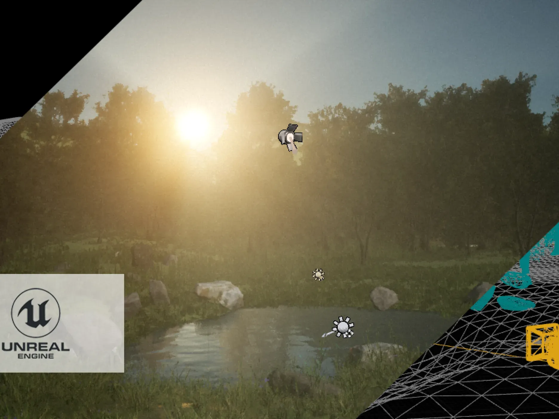 Prototype from a virtual production lesson on interactive scenes.